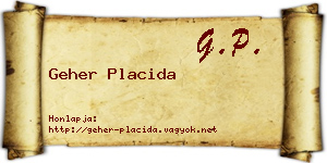 Geher Placida névjegykártya